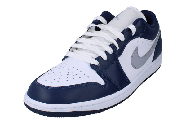 Nike Air Jordan 1 Low Mens Trainers 553558  141 - White Wolf Grey Midnight Navy 141 - Photo 0