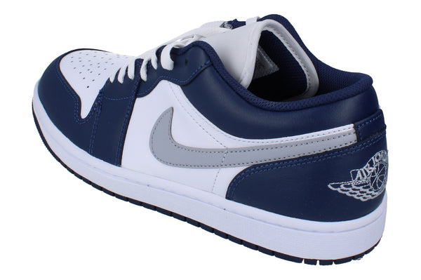 Nike Air Jordan 1 Low Mens Trainers 553558  141 - White Wolf Grey Midnight Navy 141 - Photo 0