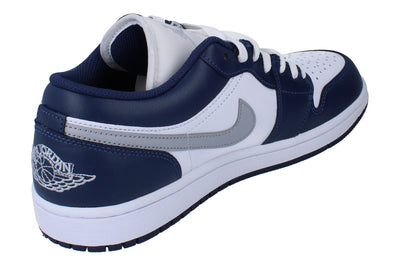 Nike Air Jordan 1 Low Mens Trainers 553558  141 - White Wolf Grey Midnight Navy 141 - Photo 2