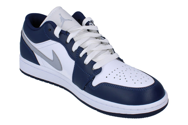 Nike Air Jordan 1 Low Mens Trainers 553558  141 - White Wolf Grey Midnight Navy 141 - Photo 0