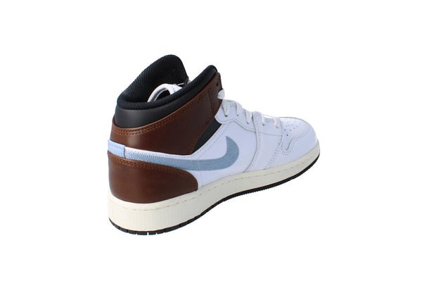 Nike Air Jordan 1 Mid SE GS Trainers Fq8162 142 - White Blue Grey Black Sail 142 - Photo 0